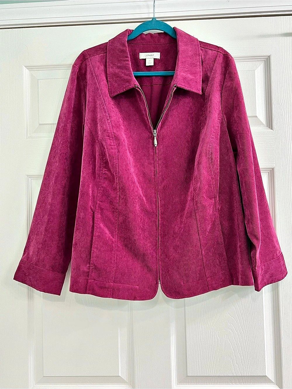CJ Banks Corduroy Utility Jacket in Pink Size 2X Like New